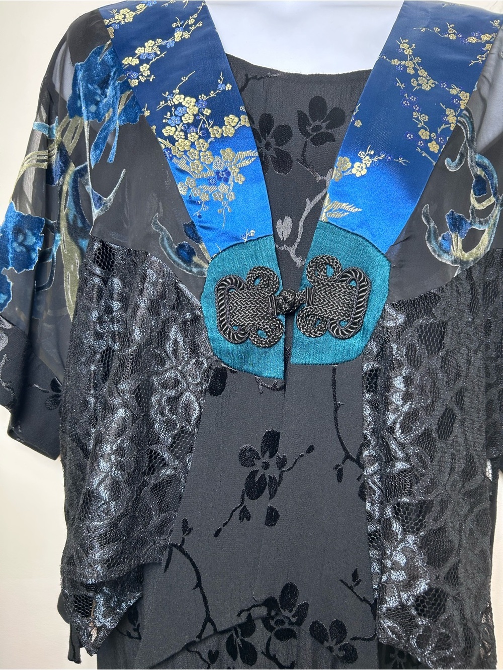 Spencer Alexis vintage 2 piece kimono maxi dress set size 12 Asian Whimsigoth - Picture 9 of 11